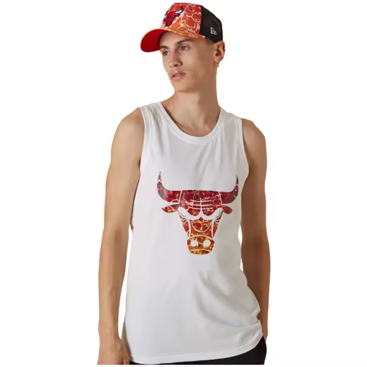 Camiseta de Manga Corta New Era Nba Chicago Bulls Team Water Print Logo para hombre en color blanco - 1