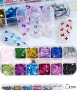 12 Grillas De Diseño Estelar De Cuatro Puntos Glitter Holográfico Para Uñas Adornos De Tela De Lentejuelas DIY Para Arte De Uñas - details 10