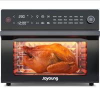 JOYOUNG Horno eléctrico freidora de aire, horno de convección de 30 L para menos aceite, 18 funciones preestablecidas, horno de encimera con pantalla táctil digital LED y perilla 2 en 1, recetas gratuitas y 6 accesorios, 1800 W, negro - details 1