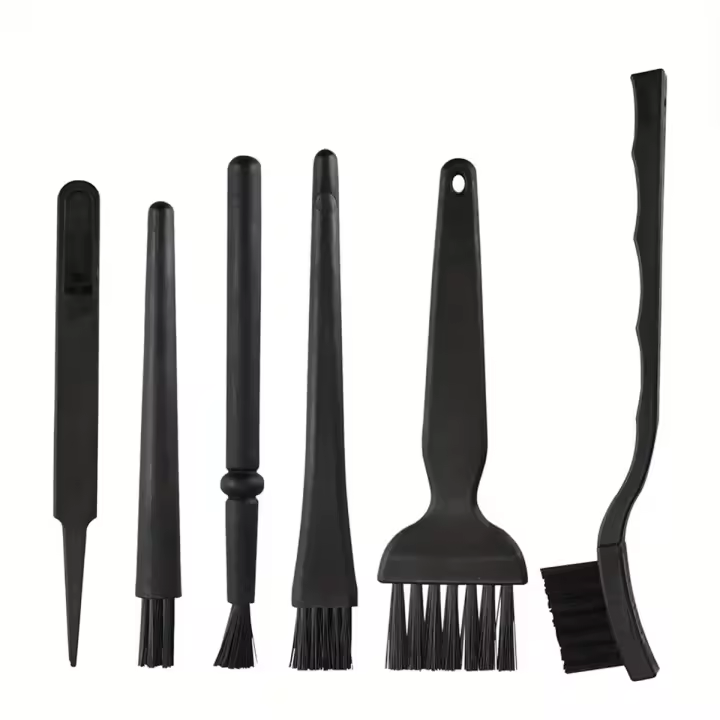 Set De 6 Pinceles Mini Portátiles Antiestáticos Fibra De Nylon Segura Para Placa Base Y Teclado Limpieza De Polvo Con Pinzas De Plástico - 1