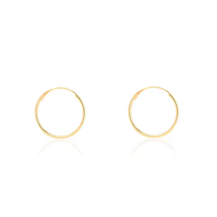 Pendientes Oro Amarillo 9K Aros Redondo Brillo 12 x 1 mm - Mondepetit - 1