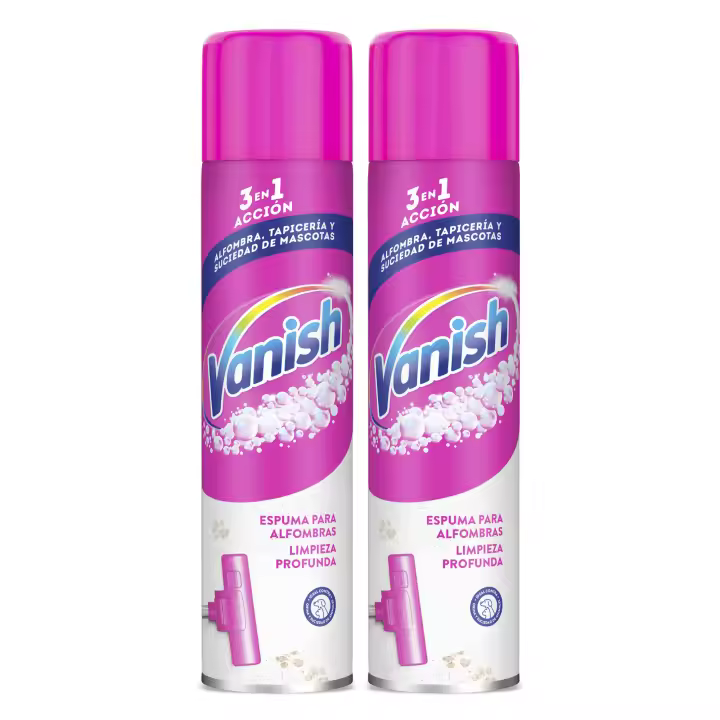 Vanish Quitamanchas para alfombras, moquetas, tapicerías y grandes superficies, formato espuma 2x600ml - 1