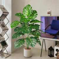 Arbusto De Monstera Artificial 70-100cm Hojas De Tortuga Verdes Plástico Simulación Alta Para Decoración De Jardín Oficina Interior - details 3