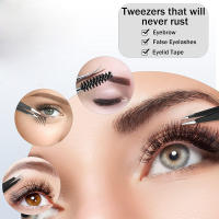 Juego De 6 Piezas De Pinzas Para Cejas Con Tijeras Curvas Y Cepillo Para Pestañas Peluca Para Barba Eliminación De Vello Del Rostro Clipper De Acero Inoxidable - details 3