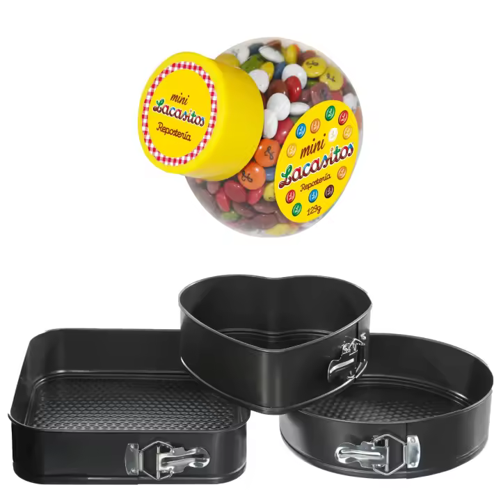 Pack repostería:LACASITOS MINI COLOR BOTE 129G+Juego de 3 moldes desmontables surtidos - 1