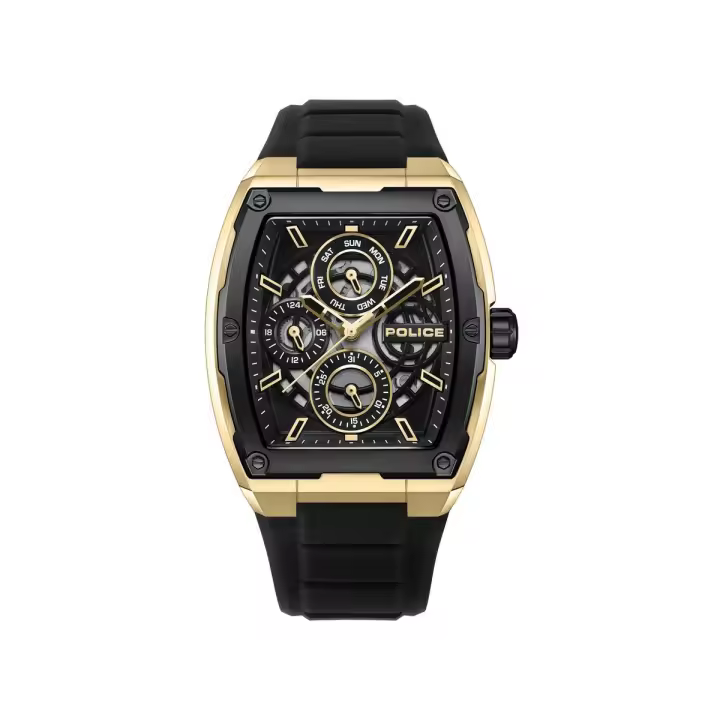 Police Watches Reloj Hombre Creed Black Dial Black Silicon Multi Acero 5 Atm - 1