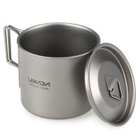 Lixada Juego De Cocina Ultraligero De Titanio 300ml/350ml/420ml/550ml/650ml/750ml Con Cuchara Plegable Para Camping Incluye Vaso Y Comedor - details 28