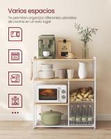 Estantería de cocina con cestas de malla y soporte para microondas, 80x35x95 cm, incluye estantes y ganchos, disponible en marrón rústico, nogal y greige - details 12