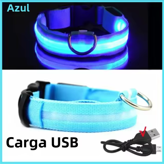 Collar LED Para Perros Ajustable Y Recargable Luminoso Para Noche Anti-Pérdida Correa De Luz Para Pequeños Perros - 1