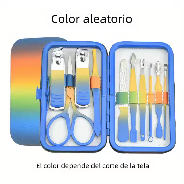 Set De Manicura Y Pedicura 7-16 Pcs Con Colores Gradientes Herramientas De Corte De Uñas Profesionales De Acero De Alta Calidad Para Viajes - 1