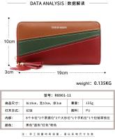 Cartera Larga Para Mujer Con Cremallera De Cuero Tres Colores Moda Monedero Bolso De Mano Con Compartimento Para Tarjetas - details 2