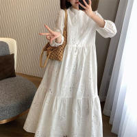Vestido De Encaje ZANZEA Para Mujer Estilo Vintage A-line Con Huecos Casual De Verano Vestido De Fiesta De Vacaciones De Media Pierna - details 1