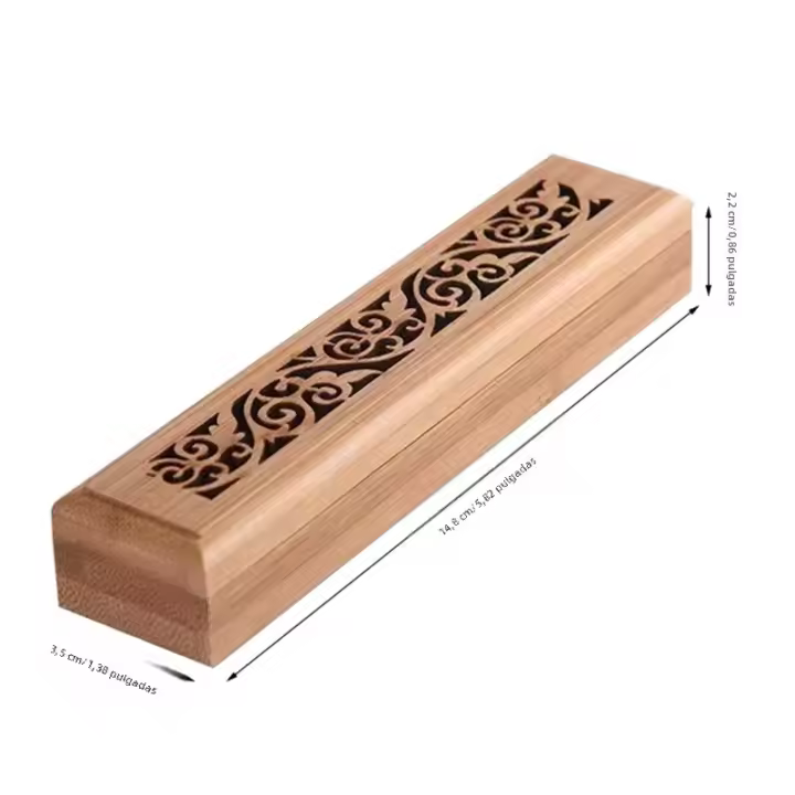 1pc Encendedor De Incienso De Bambú Natural Con Placa De Descanso Caja De Madera Para Aromaterapia Almacenamiento Y Combustión De Incienso - 1