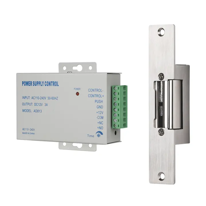 TMEZON-Cerradura de entrada eléctrica de tipo estrecho, cierre con control de fuente de alimentación para diferentes puertas, ac - 1