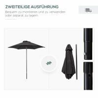 Outsunny Parasol Ø 196 cm, giratory Sombrilla with función plegable, Sombrilla hexagonal para Balcón Sombrilla de Playa prueba de Viento estable Sombrilla de Mercado Sombrilla with Mango basculante Sombrilla de Playa Balcón Jardín Sombrilla de Protección - details 4