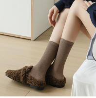 Calcetines Para Mujer Color Sólido Otoño Calcetines Algodón Transpirables Absorbentes De Sudor Retro Para Niñas Calcetines De Pierna Alta Estilo Casual - details 1