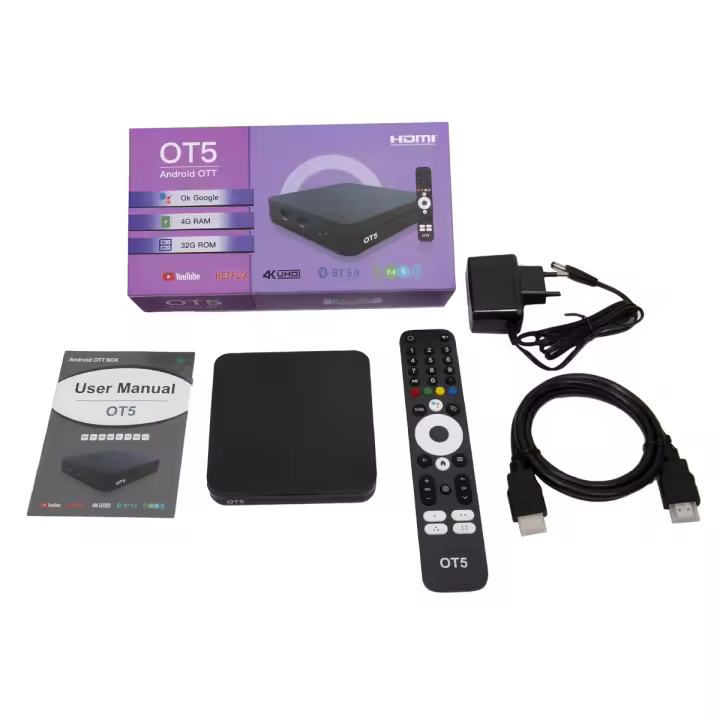 Ostark OT5 4K, OT3, compatible con IPTV Amlogic M3U S905X4, PLEX 2.4G+5G wifi, AV1, USB 3.0, USB 2.0, eMMC, H.265 HEVC OT5 S905Y4 OT3. Envío desde España. - 1