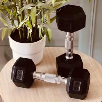 HxG Mancuernas hexagonales de 10kg ergonómicas con empuñadura de cromo y revestimiento de caucho - details 1