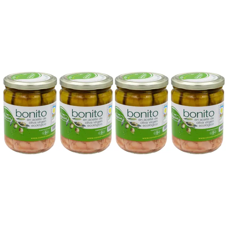 ARLEQUIN Bonito del Norte en Aceite de Oliva Virgen Extra, ECOLOGICO, Pack 4 tarros de 400 gr (1600 grs) - 1