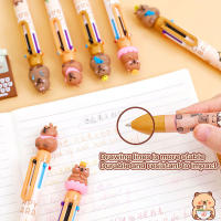Bolígrafo De Bola Multicolor De Capybara Cartoon Recargable 6/4 Colores Estudiantes Suministros De Papelería Plástico - details 6