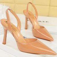 Sandalias De Tacón Alto Para Mujer 9cm Cómodas Elásticas Con Slingback De Cuero Glossy Azul Rojo Verano Fiesta Danza Pumps - details 17