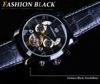 Reloj De Mezclilla Forsining Para Hombre Lujo Automático Mecánico Estilo Casual Mostrador Multifuncional Negro Dorado - details 5