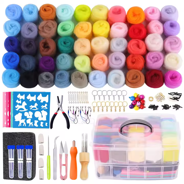 Kit Completo De Felteado a Puntas KRABALL Con Herramientas Y Suministros Lana De Felt Para Fabricación De Muñecas Artesanía DIY Accesorios De Tricoterapia - 1