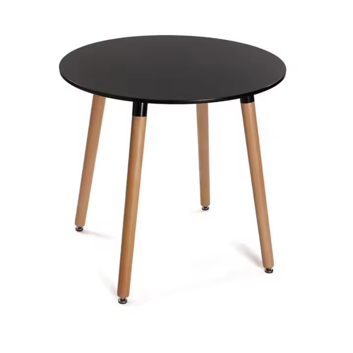 ORION91 Mesa 80cm Negra, 4 Patas Redonda Madera de Haya, Nórdico Comedor Salón Cocina Teletrabajo Oficina (80x80x75 cm) - SpazioLuzio - 1