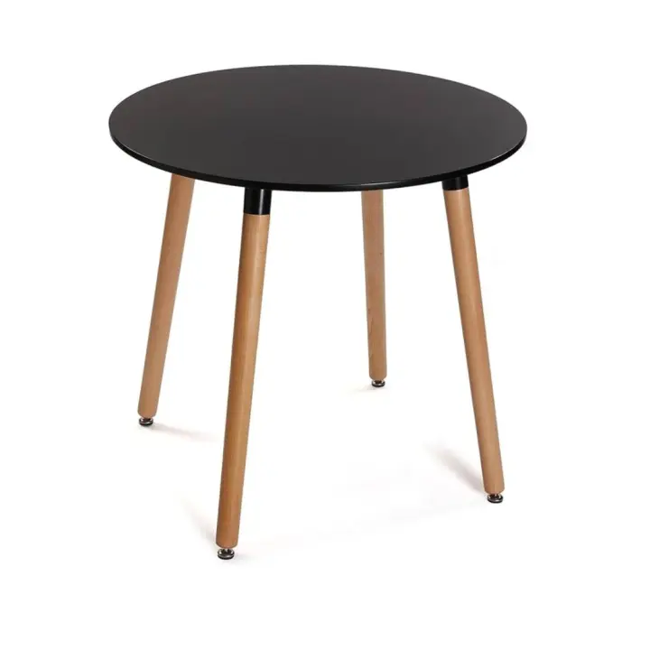 ORION91 Mesa 80cm Negra, 4 Patas Redonda Madera de Haya, Nórdico Comedor Salón Cocina Teletrabajo Oficina (80x80x75 cm) - SpazioLuzio - 1