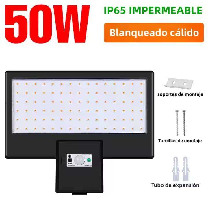 Lámpara Solar LED Exterior IP65 Impermeable Con Sensor De Movimiento Y Luz De Inundación Para Jardín Luz De Calle En Blanco Frío/Cálido Moderna - 1