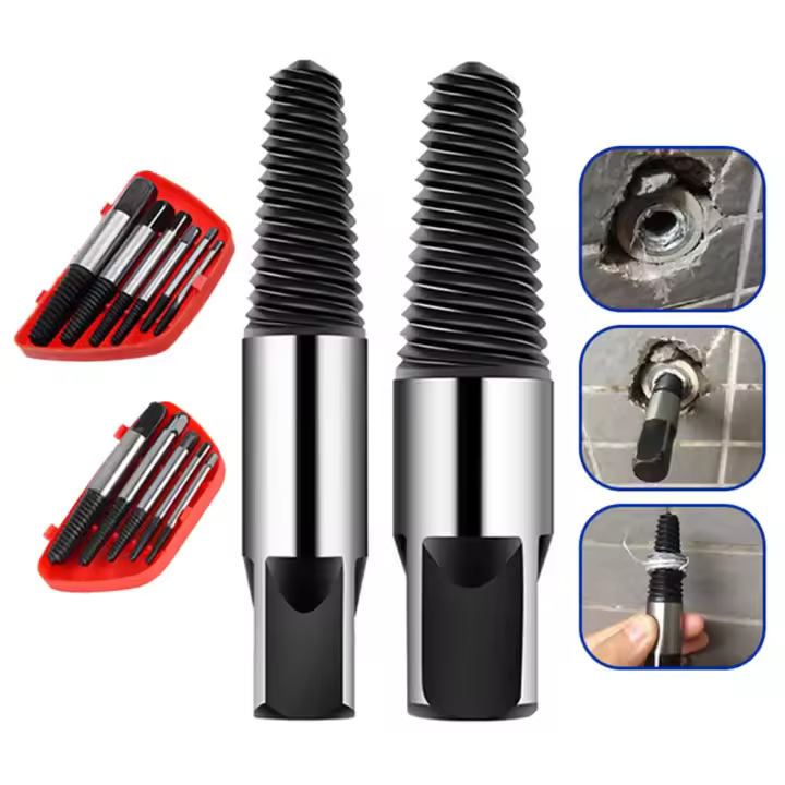 Set De 5 Extractores De Tornillos Metálicos Para Bricolaje Herramientas Para Extraer Tornillos Rotos Y Tubos De Agua De Acero Aluminio - 1