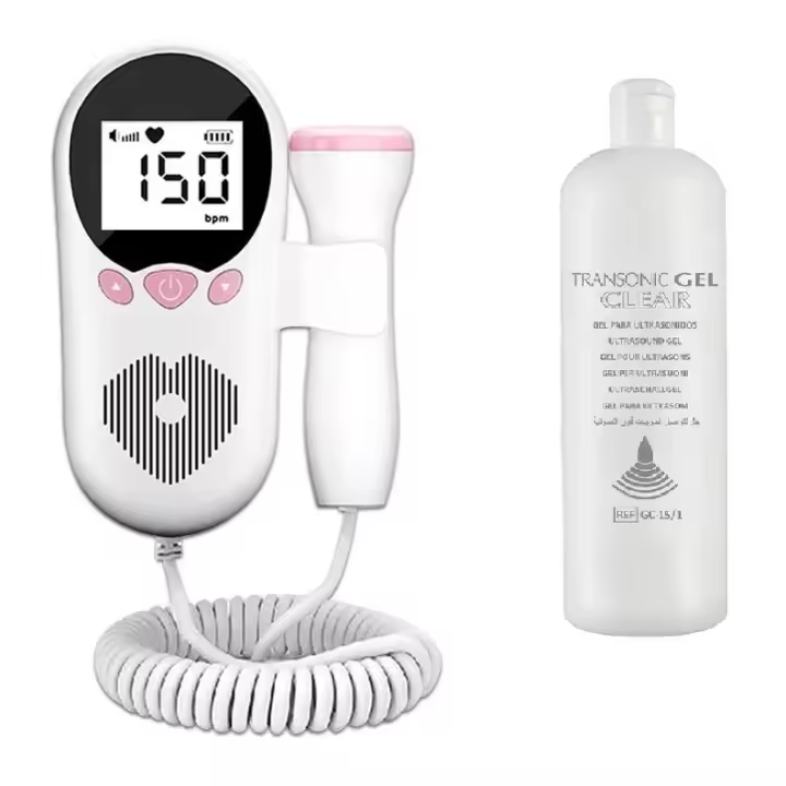 GEL + DOPPLER Monitor Detector de Frecuencia cardíaca fetal del bebé sin radiación para escuchar el Latido del corazón del bebé - 1