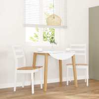 vidaXL Sillas de comedor con cojines 2uds madera maciza caucho en color Blanco y marrón/blanco y natural/Marrón y claro y más | cómodas modernas ergonómicas para comedor cocina salón hogar - details 1