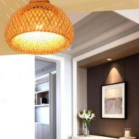 Lámpara Colgante De Paja De Bambú 30 Pulgadas Iluminación Retro Para Decoración De Habitaciones Estilo Artesanal Material De Madera - details 9