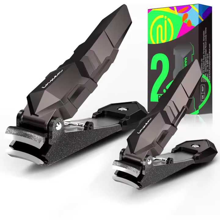 Juego de cortaúñas, paquete de 2 cortaúñas para uñas de manos y pies, cortaúñas de acero inoxidable de alta resistencia que no ensucian (pequeño + grande, negro) - 1