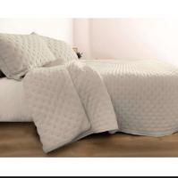 ARISE SHOP-*Edredón Soft Borreguillo Domani Marfil Stilia ,Colcha boutí/edredón jacquard beige reverso borreguillo+cuadrantes 430 g/m²,Fundas cojin incluidas 50x70cm - details 2