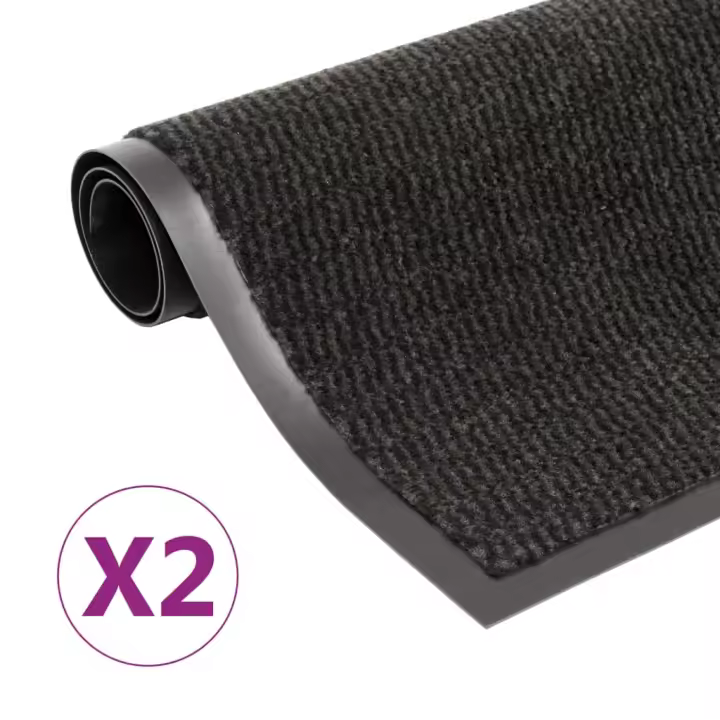 vidaXL Alfombras de entrada rectangulares de nudo 2 uds negro 90x150cm - 1