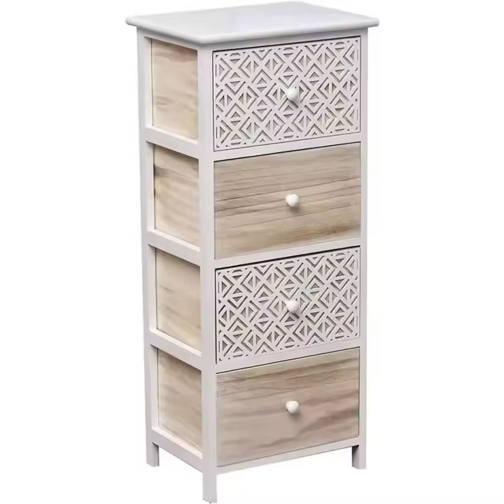 TENDANCE - Mueble Sinfonier Cajonera Madera Mdf y Paulownia Blanco colornaturalyblancograbado decoración - 1