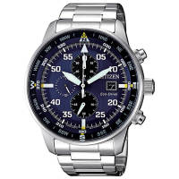 Reloj Citizen Eco-drive Aviator cronógrafo y taquímetro con esfera azul ORIGINAL - details 0