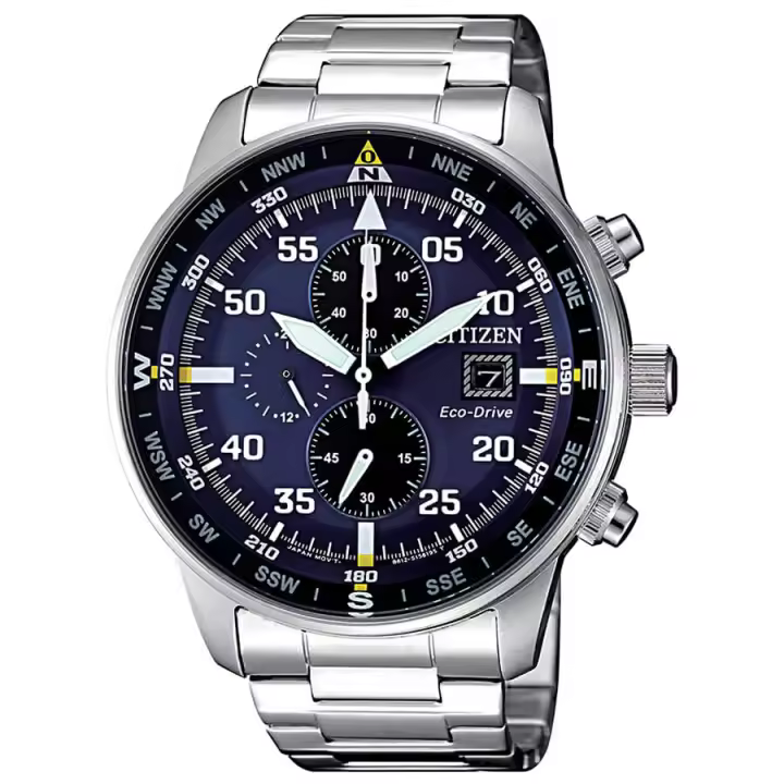 Reloj Citizen Eco-drive Aviator cronógrafo y taquímetro con esfera azul ORIGINAL - 1