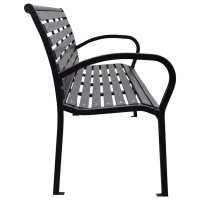 vidaXL Banco de jardín acero y WPC negro 116 cm - details 2