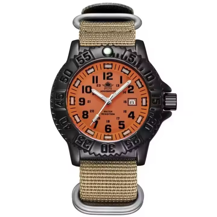 Reloj Militar Deportivo Addies Para Hombres Con Calendario Y Luz Tubería 50m Resistente Al Agua Correa De Nylon Bisel Giratorio Movimiento Cuarzo - 1