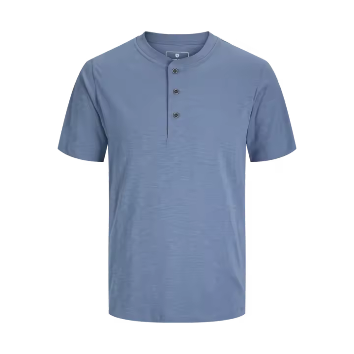 Jack & Jones Lunixs Henley Camiseta Cierre Botones Color Azul - Combinable, Elástico Y Suave - 1