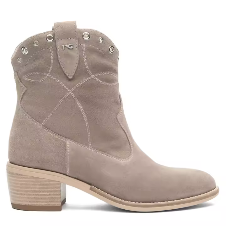 NeroGiardini Botines Camperos para Mujer en Ante Beige con Tacón Medio E512705D _ 451 - 1