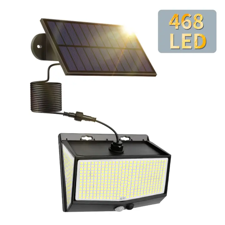 Lámpara Solar LED 468 LEDs Exterior Impermeable Con Sensor De Movimiento Iluminación De 3 Lados Para Garage Jardín Foco De Iluminación Solar - 1