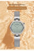 Reloj De Cuarzo Hannah Martin Para Mujer Con Correa De Malla De Acero Inoxidable Y Movimiento Importado Moda Geométrica Resistente Al Agua Y Al Choque - details 7