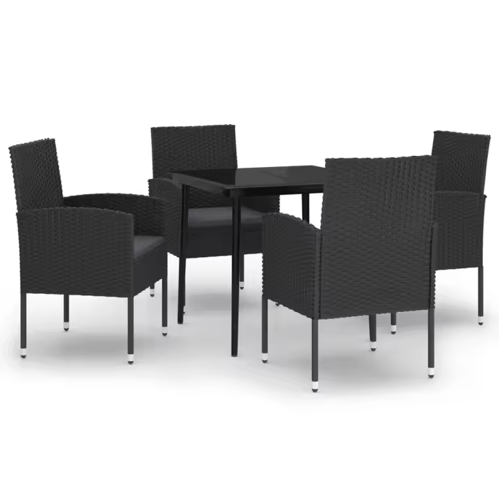 vidaXL Juego de comedor para jardín 5 piezas negro - 1