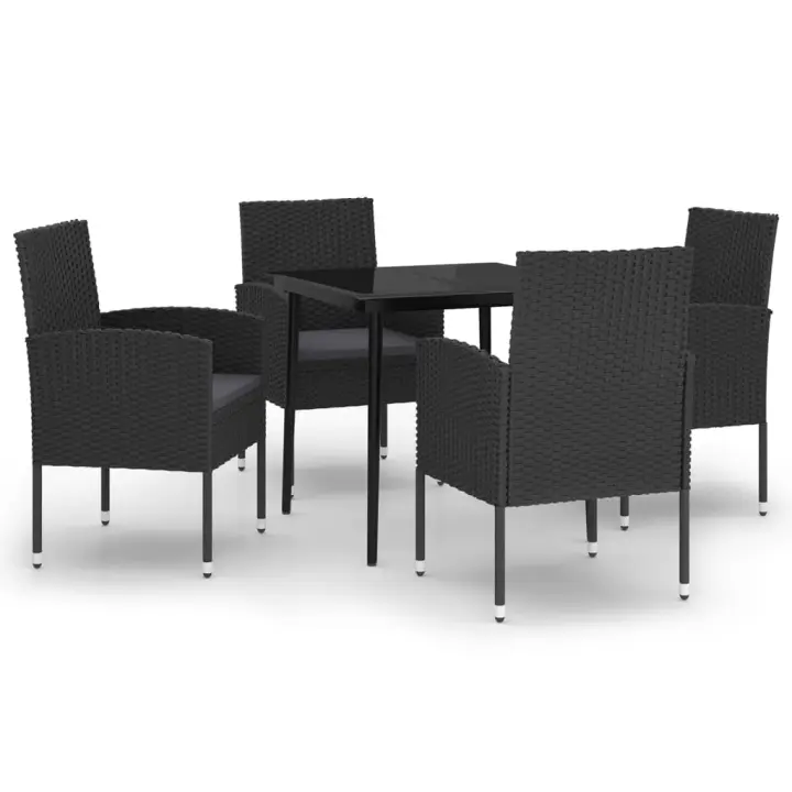 vidaXL Juego de comedor para jardín 5 piezas negro - 1