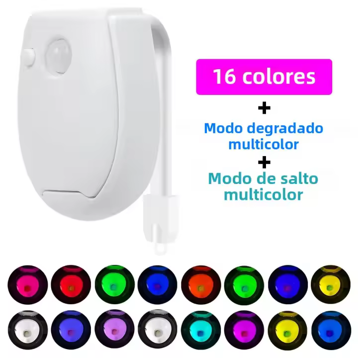 Luces LED RGB Para Inodoro Impermeables Lámpara De Baño Con Sensor De Movimiento PIR 16 Colores Luz Atmosférica Colorida Para Ambiente - 1