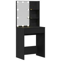 Mesa de tocador LED vidaXL en Roble Negro, 60x40x140 cm, Hecha de Madera Elaborada - details 1